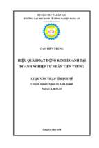 Luận văn thạc sĩ hiệu quả kinh doanh tại doanh nghiệp tư nhân tiến trung