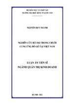 Luận án tiến sĩ nghiên cứu rủi ro trong chuỗi cung ứng đồ gỗ tại việt nam