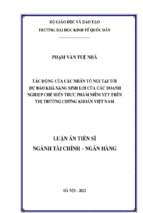 Luận án tiến sĩ tác động của các nhân tố nội tại tới dự báo khả năng sinh lời của các doanh nghiệp chế biến thực phẩm niêm yết trên thị trường chứng khoán việt nam