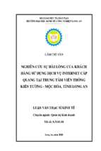 Luận văn thạc sĩ nghiên cứu sự hài lòng của khách hàng sử dụng dịch vụ internet cáp quang tại trung tâm viễn thông kiến tường – mộc hóa tỉnh long an