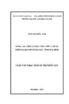 Luận văn thạc sĩ nâng cao chất lượng công chức cấp xã trên địa bàn huyện đà bắc, tỉnh hòa bình