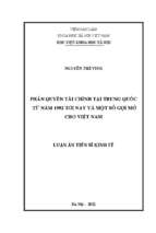 Luận án tiến sĩ phân quyền tài chính tại trung quốc từ năm 1992 tới nay và một số gợi mở cho việt nam