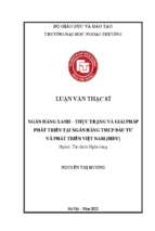 Luận văn thạc sĩ ngân hàng xanh – thực trạng và giải pháp phát triển tại ngân hàng tcmp đầu tư và phát triển việt nam (bidv)