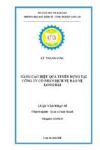 Luận văn thạc sĩ nâng cao hiệu quả tuyển dụng tại công ty cổ phần dịch vụ bảo vệ long hải