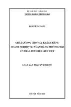 Luận văn thạc sĩ chất lượng cho vay khách hàng doanh nghiệp tại ngân hàng thương mại cổ phần bưu điện liên việt