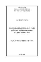 Luận án tiến sĩ thực hiện chính sách phát triển nhân lực ngành ngoại giao ở việt nam hiện nay