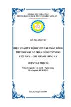 Luận văn thạc sĩ hiệu quả huy động vốn tại ngân hàng thương mại cổ phần công thương việt nam – chi nhánh long an