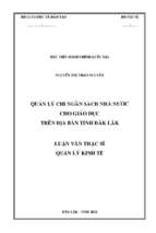 Luận văn thạc sĩ quản lý chi ngân sách nhà nước cho giáo dục trên địa bàn tỉnh đắk lắk