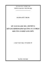 Luận văn thạc sĩ kế toán doanh thu, chi phí và kết quả kinh doanh tại công ty cổ phần khí công nghiệp long biên
