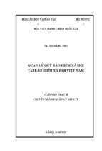 Luận văn thạc sĩ quản lý quỹ bảo hiểm xã hội tại bảo hiểm xã hội việt nam