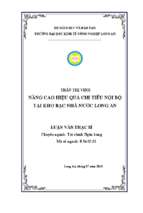 Luận văn thạc sĩ nâng cao hiệu quả chi tiêu nội bộ tại kho bạc nhà nước long an