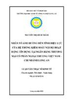Luận văn thạc sĩ nhân tố ảnh hưởng đến tính hiệu lực của hệ thống kiểm soát nội bộ hoạt động tín dụng tại ngân hàng thương mại cổ phần ngoại thương việt nam – chi nhánh long an