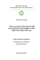 Luận văn thạc sĩ nâng cao chất lượng dịch vụ thẻ tại ngân hàng nông nghiệp và phát triển nông thôn việt nam