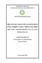 Luận văn thạc sĩ hiệu quả huy động vốn tại ngân hàng nông nghiệp và phát triển nông thôn việt nam   chi nhánh khu vực cầu voi, tỉnh long an