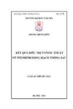 Luận án tiến sĩ kết quả điều trị vi phẫu thuật vỡ túi phình động mạch thông sau