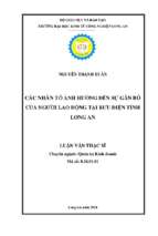 Luận văn thạc sĩ các nhân tố ảnh hưởng đến sự gắn bó của người lao động tại bưu điện tỉnh long an