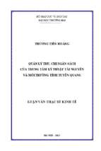 Luận văn thạc sĩ quản lý thu, chi ngân sách của trung tâm kỹ thuật tài nguyên và môi trường tỉnh tuyên quang