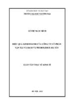 Luận văn thạc sĩ hiệu quả kinh doanh của công ty cổ phần vận tải và dịch vụ petrolimex hà tây