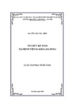 Luận văn thạc sĩ tổ chức kế toán tại bệnh viện đa khoa hà đông