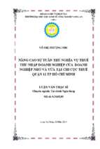 Luận văn thạc sĩ nâng cao sự tuân thủ nghĩa vụ thuế thu nhập doanh nghiệp của doanh nghiệp nhỏ và vừa tại chi cục thuế quận 12   cục thuế thành phố hồ chí minh