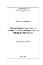 Luận văn thạc sĩ chính sách thu hút nguồn nhân lực trình độ cao cho các bệnh viện công lập trên địa bàn tỉnh nghệ an