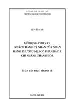 Luận văn thạc sĩ mở rộng cho vay khách hàng cá nhân của ngân hàng thương mại cổ phần bắc á chi nhánh thanh hóa