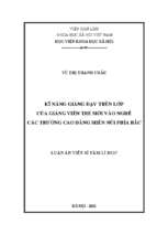 Luận án tiến sĩ kĩ năng giảng dạy trên lớp của giảng viên trẻ các trường cao đẳng miền núi phía bắc