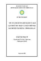 Luận văn thạc sĩ yếu tố ảnh hưởng đến hành vi gian lận thuế thu nhập cá nhân trên địa bàn huyện tân hưng   tỉnh long an