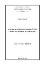 Luận văn thạc sĩ quản trị mua hàng tại công ty cổ phần thương mại và dược phẩm hưng việt