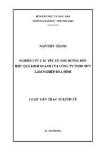 Luận văn thạc sĩ nghiên cứu các yếu tố ảnh hưởng đến hiệu quả kinh doanh của công ty tnhh mtv lâm nghiệp hòa bình