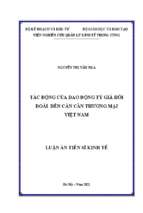 Luận án tiến sĩ tác động của dao động tỷ giá hối đoái đến cán cân thương mại việt nam