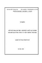 Luận văn thạc sĩ kế toán doanh thu, chi phí và kết quả kinh doanh tại tổng công ty viễn thông viettel