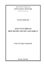 Luận văn thạc sĩ quản lý tài chính tại bệnh viện phục hồi chức năng nghệ an