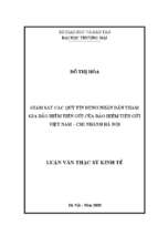 Luận văn thạc sĩ giám sát các quỹ tín dụng nhân dân tham gia bảo hiểm tiền gửi của bảo hiểm tiền gửi việt nam   chi nhánh hà nội