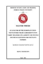 Master thesis international trade policy and law an analysis of the european union– vietnam free trade agreement s nontariff measures on garment and textile and the suggestions for vietnam’s exports