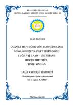 Luận văn thạc sĩ quản lý huy động vốn tại ngân hàng nông nghiệp và phát triển nông thôn việt nam   chi nhánh huyện thủ thừa, tỉnh long an