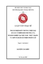 Luận văn thạc sĩ trách nhiệm bồi thường thiệt hại do gây ô nhiễm môi trường của doanh nghiệp việt nam   thực trạng và kiến nghị hoàn thiện pháp luật