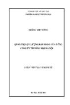 Luận văn thạc sĩ quản trị lực lượng bán hàng của tổng công ty thương mại hà nội