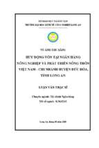 Luận văn thạc sĩ huy động vốn tại ngân hàng nông nghiệp và phát triển nông thôn việt nam   chi nhánh huyện đức hòa, tỉnh long an