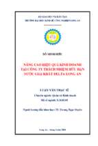 Luận văn thạc sĩ nâng cao hiệu quả kinh doanh tại công ty trách nhiệm hữu hạn nước giải khát delta long an