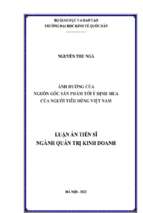 Luận án tiến sĩ ảnh hưởng của nguồn gốc sản phẩm tới ý định mua của người tiêu dùng việt nam