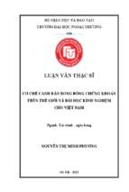 Luận văn thạc sĩ cơ chế cảnh báo bong bóng chứng khoán trên thế giới và bài học kinh nghiệm cho việt nam