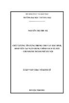 Luận văn thạc sĩ chất lượng tín dụng trong cho vay hs,sv tại ngân hàng chính sách xã hội   chi nhánh thành phố hà nội