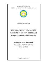 Luận văn thạc sĩ hiệu quả cho vay của tổ chức tài chính vi mô cep chi nhánh cần đước – tỉnh long an