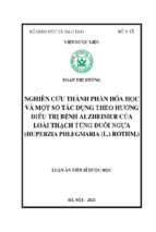 Luận văn thạc sĩ nghiên cứu thành phần hóa học và một số tác dụng theo hướng điều trị bệnh alzheimer của loài thạch tùng đuôi ngựa (huperzia phlegmaria (l.) rothm.)