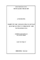 Luận văn thạc sĩ nghiên cứu việc vận dụng công tác kế toán quản trị tại công ty cổ phần nước – môi trường bình dương
