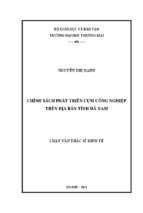 Luận văn thạc sĩ chính sách phát triển cụm công nghiệp trên địa bàn tỉnh hà nam