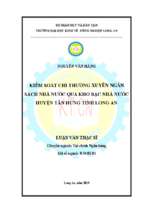 Luận văn thạc sĩ kiểm soát chi thường xuyên ngân sách nhà nước qua kho bạc nhà nước huyện tân hưng, tỉnh long an