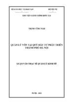 Luận văn thạc sĩ quản lý vốn tại quỹ đầu tư phát triển thành phố hà nội