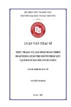 Luận văn thạc sĩ thực trạng và giải pháp hoàn thiện hoạt động quản trị nguồn nhân lược tại khách sạn hilton đà nẵng